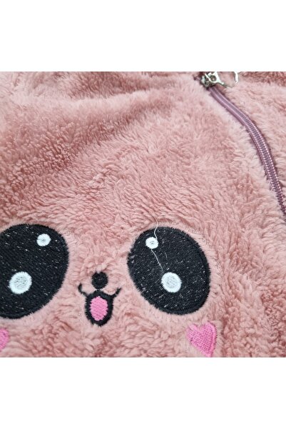 Uğur bebe Powder Color Hooded Zippered Plush Baby Romper Soft Wellsoft Fabric Winter Warm Romper