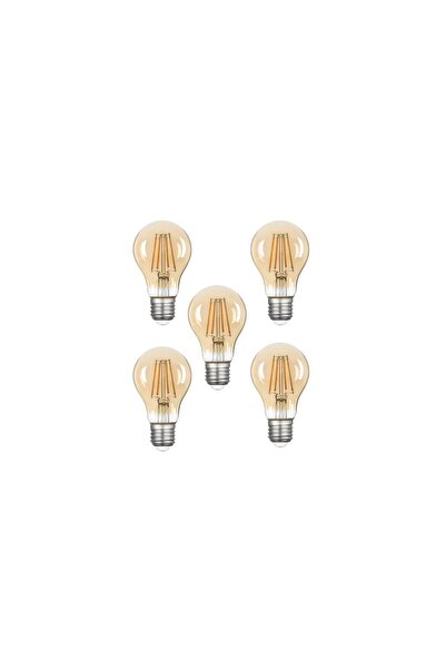 LEDX A60 5li Led Filament Ampul 4.8w Amber 2700k Sarı Işık 540 Lümen