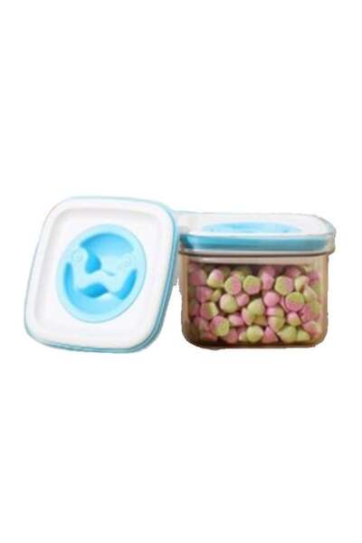 DAMUR Kitchen Storage Box, 600 ml, made of ABS+PET+Silicone, White/Blue Lid, ...