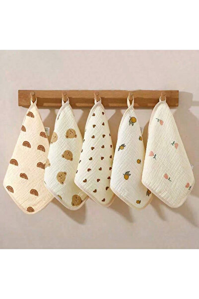 Choice 25X25 MULTI 5Pcs Baby Towels, Ultra-Soft and Comfortable Newborn Washc...