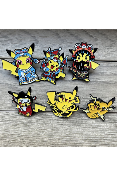 Miniso 6pcs Enamel Pin 6pcs Pokemon Pikachu Enamel Brooch Pins Metal Backpack Badges Anime Jewelry Accessor
