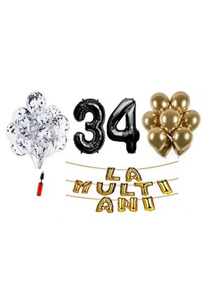 Domi Party & Gifts Set 33 baloane, Domi Party & Gifts, La mulți ani 34 de ani...