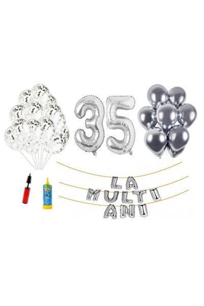 Domi Party & Gifts Set 34 baloane, La mulți ani de 35 de ani, figurine folie ...