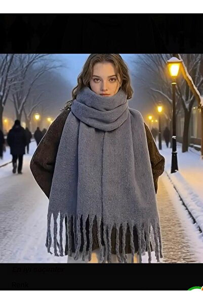 Behills Imported Puffy Soft Textured Women's Scarf Shawl Shoulder Wrap Dark Gray 190X50