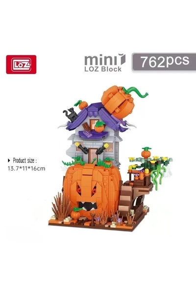 Choice With box LOZ classic pumpkin house building blocks assembly set, with many movable Halloween ornamen