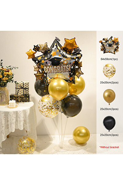 Choice أخرى أخرى ترتيب ديكوري أسود مكون من 9 قطع لطاولة البالونات مع النجوم ف...