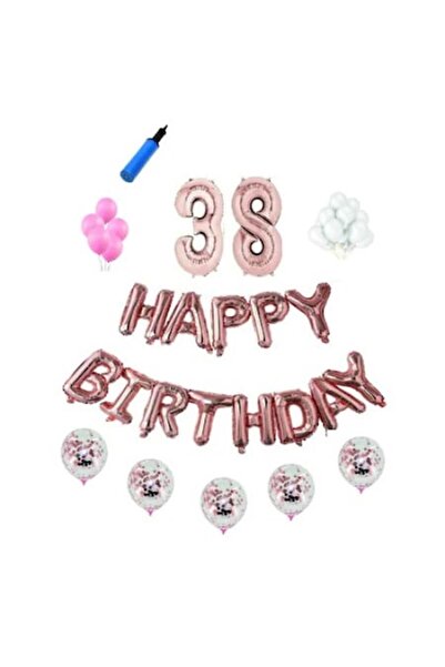 Domi Party & Gifts Set baloane Happy Birthday , 38 ani, rose gold