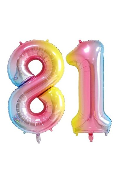 Domi Party & Gifts Set 2 baloane folie cifra , Curcubeu, aniversare 81 ani, 1...