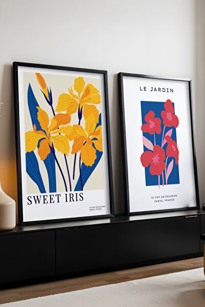 huhuli Καλλιτεχνικό σετ 2 πινάκων με ξύλινο μαύρο πλαίσιο