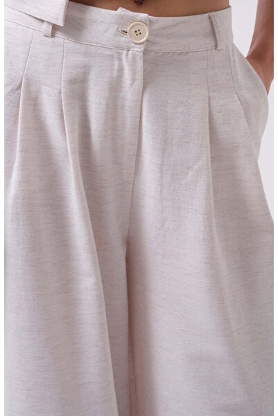 Maxi modena Pleated Wide Leg Linen Gray Trousers