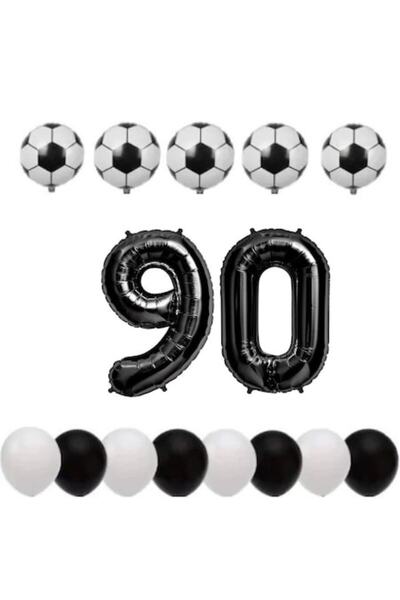 OEM Set de 15 baloane, aniversare de 90 de ani, temă fotbal, număr folie 100 ...