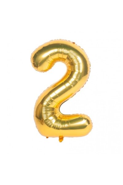 Danex Foil Balloon, Number 2, 81 cm, For Air or Helium, Gold