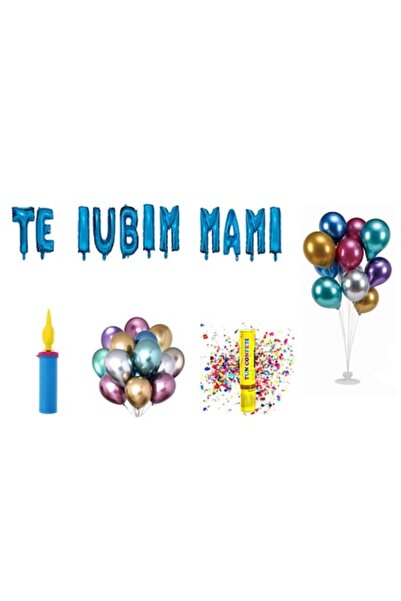 OEM Set baloane „Te iubesc, mamă”, decor tort, 72 buc, albastru