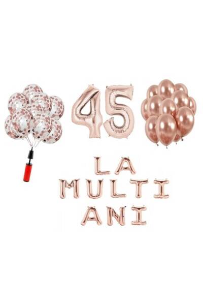 OEM Set de 33 de baloane, La mulți ani aniversare 45 de ani, numere folie 100...