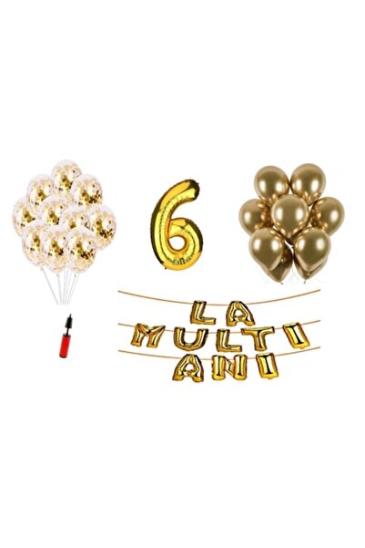 Domi Party & Gifts Set 32 ​​baloane , La mulți ani aniversare 6 ani, număr fo...