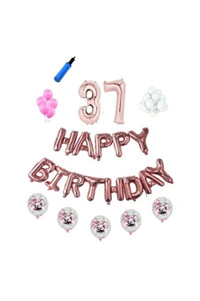 Domi Party & Gifts Set baloane Happy Birthday , 37 ani, rose gold