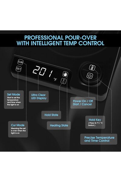 Generic KT10 PRO Electric Kettle 1L - Stainless Steel with Temperature Control Electric Kettle (Black)