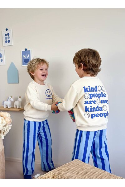 anonim Boys' Printed 3 Thread Fabric Canvas Pants Cotton Bottom Top Set