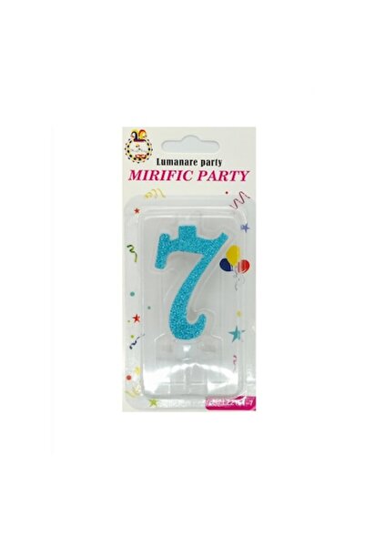 Balon Κερί για τούρτα, Αριθμός 7, Μπλε Γκλίτερ