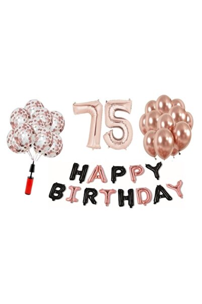 Domi Party & Gifts Set 36 baloane , Happy Birthday rose gold/negru aniversare...