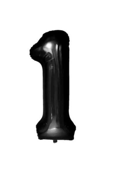 Danex Metallic Foil Number Balloon '1' - 100 cm, Black, Includes Straw
