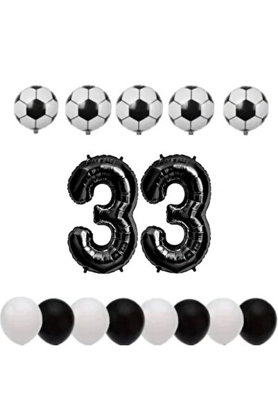 OEM Set de 15 baloane, ESB, aniversare 33 de ani, temă fotbal, număr folie 10...