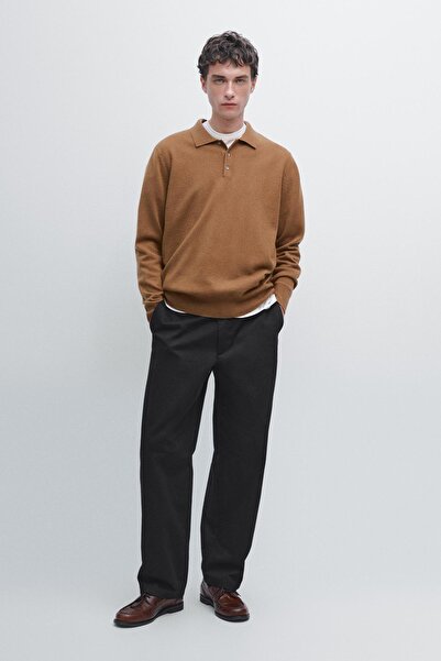 Massimo Dutti Yün karışımlı triko polo yaka kazak