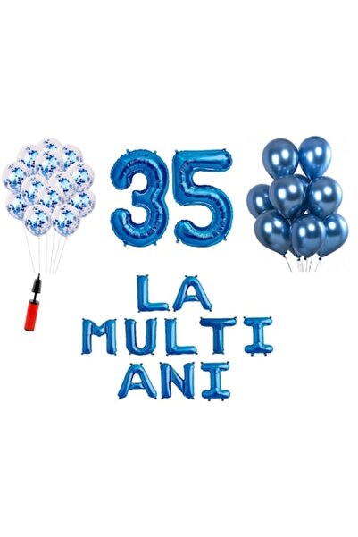 OEM Σετ 33 μπαλονιών, «Happy Birthday» 35η επέτειος, αριθμοί από αλουμινόχαρτ...