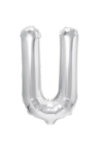 Danex Balon folie metalică litera U, 40 cm, argintiu, gonflabil cu heliu sau ...
