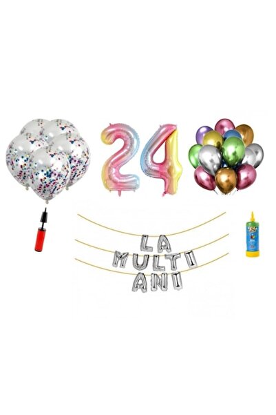 Domi Party & Gifts Set 34 baloane, La mulți ani de 24 de ani, numere folie 10...