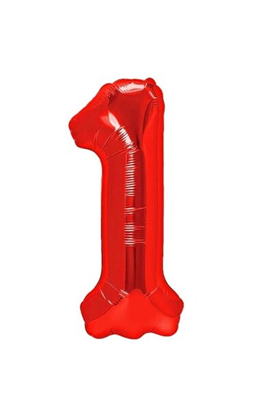 Danex Metallic Foil Balloon - Number 1 Figure, 100 cm, Red, Straw Included