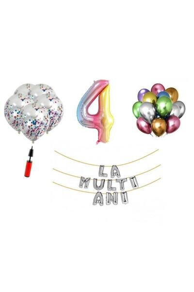 OEM Set baloane, 32 piese - „La mulți ani” aniversare 4 ani, număr folie 101 ...