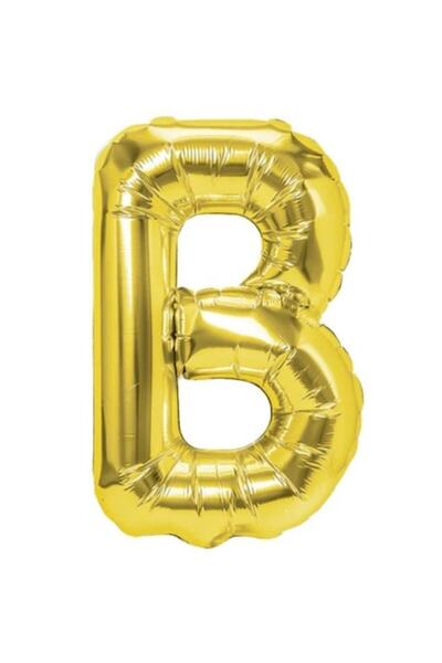 Danex Metallic Foil Balloon Letter B, 40 cm, Helium or Air, Individual Pack, Straw Included, Gold
