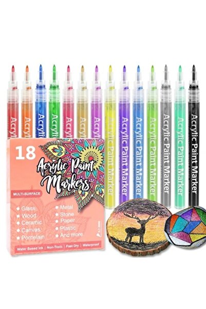 SIPEDO Set de 18 markere acrilice pe bază de apă, uscare rapidă, non-toxice, rezistente la apă, multi-suprafețe (sticlă)