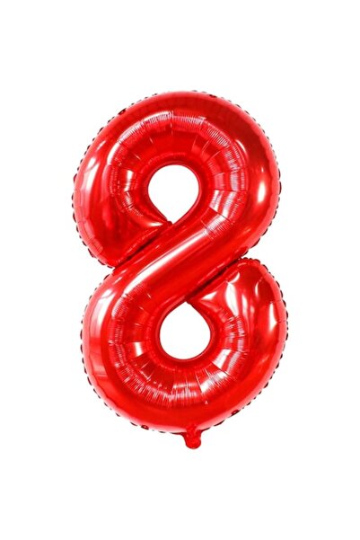 Danex Metallic Foil Balloon Number 8, 100 cm, Red, Straw Included