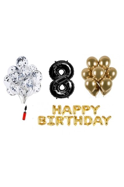 OEM Set baloane, 35 piese, „LA MULȚI ANI” pentru a 8-a aniversare, număr foli...
