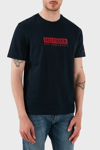 Tommy Hilfiger % 100 Pamuk Regular Fit Bisiklet Yaka Logolu T Shirt