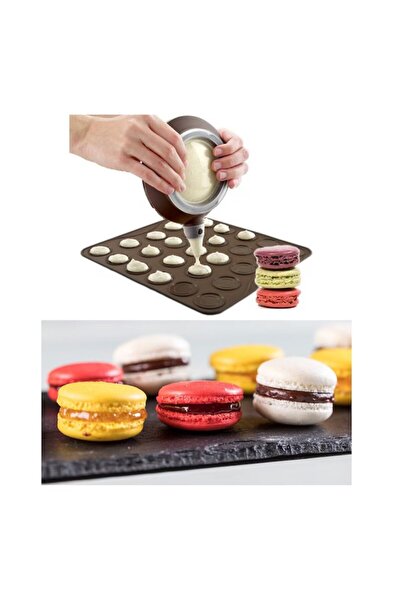 Quasar & Co. Confectionery/pastry set, 27 macaron sheet, 2 decorating molds, 55 tips, silicone/metal, brown-gray