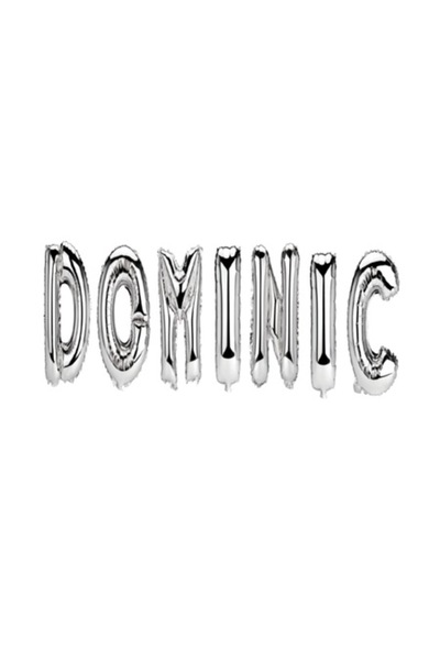 OEM Set baloane cu literă nume „Dominic”, argintii, 40 cm