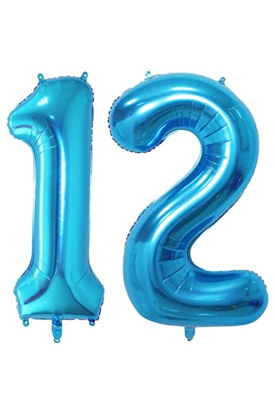 OEM Комплект от 2 фолиеви балона, ESB, син, 12-ти рожден ден, 105 см