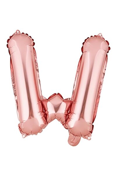 Danex Foil Balloon Letter W, Danex, 40 cm, Helium or Air, Individual Pack, Straw Included, Rose Gold