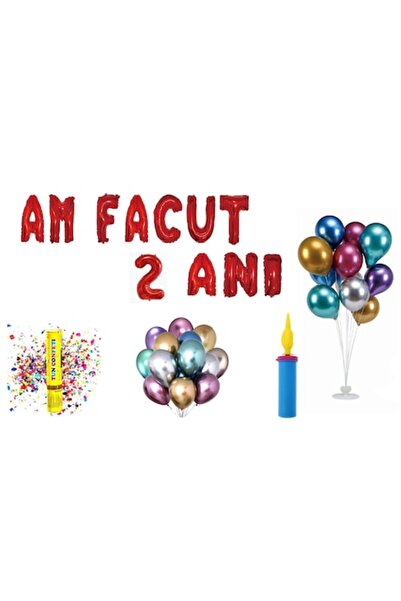 OEM Birthday Balloon Set 'I turned 2' - Red - 61 pcs