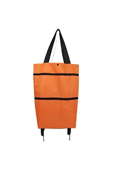 TnsAround Foldable 2-in-1 Shopping Bag with Wheels, 19 L, Orange, 39 x 46 x 12 cm