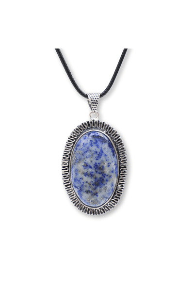 craftmystic Colier reglabil din lapis lazuli cu pandantiv oval 40mm