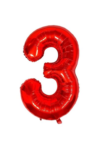 Danex Metallic Foil Balloon Number 3, 100 cm, Red