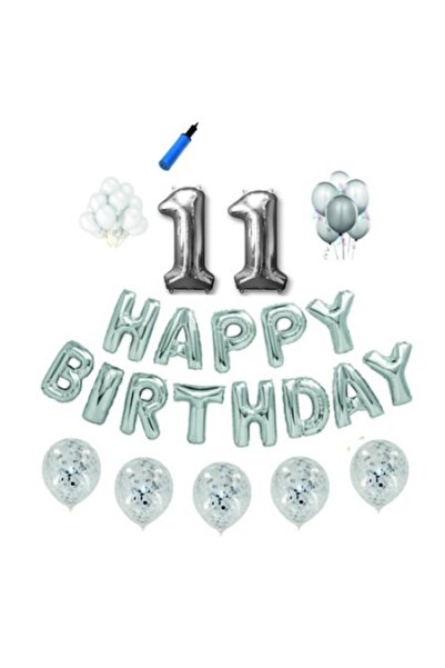 Domi Party & Gifts Set baloane La multi ani , 11 ani, argintiu