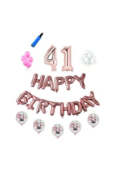 Domi Party & Gifts Set baloane Happy Birthday, 41 ani, rose gold