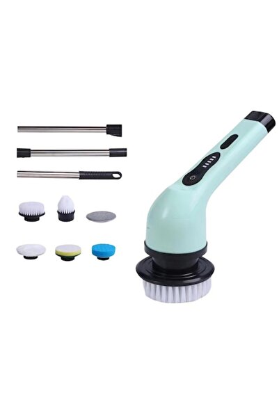 Danex Flippy Electric Cleaning Brush, 6 Heads, Telescopic Handle 84-127cm, USB-C, 3000mAh, Green