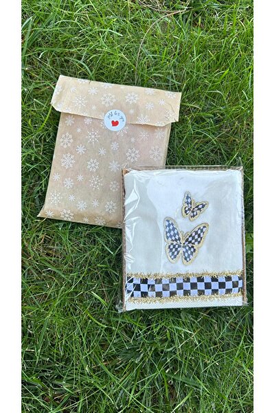 Fantastic Collection منشفة مخملية من مجموعة السنة الجديدة مع حواف وشعار (30×50 سم) - معبأة كهدية - مصنوعة يدويًا بشكل خاص