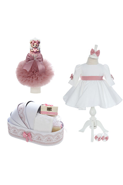 Recostore Σετ βάπτισης για κορίτσια, μοτίβο αρκουδάκι, ροζ σκόνη, αποτελούμεν...